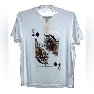 485. MESH+LOVE horse printed tshirt Sz M NWT